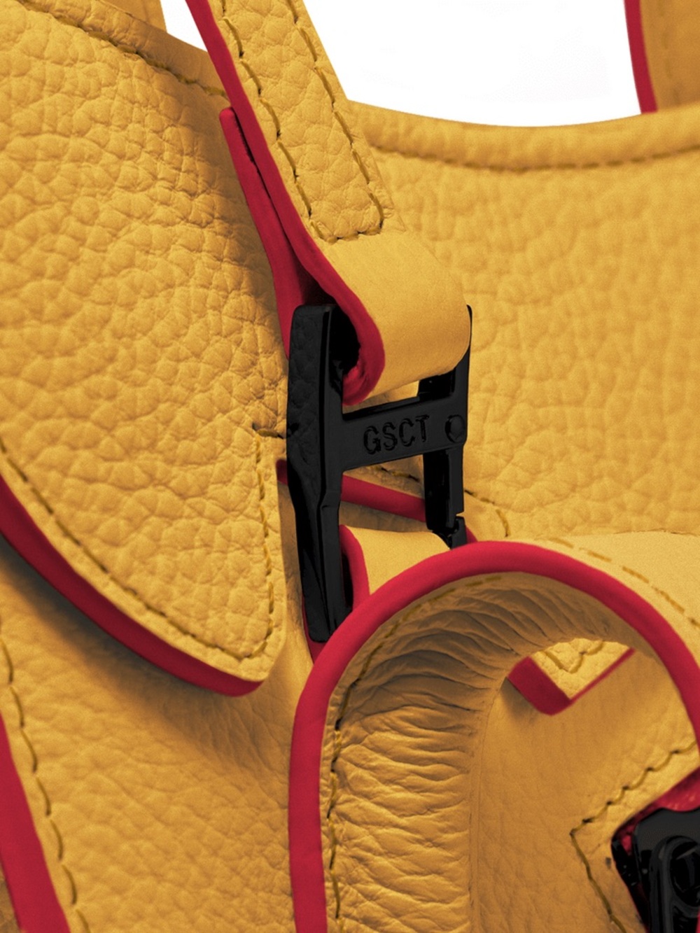 Pebbled Yellow Crossbody Bag with Sculptural Handle - Picture 7 of 14